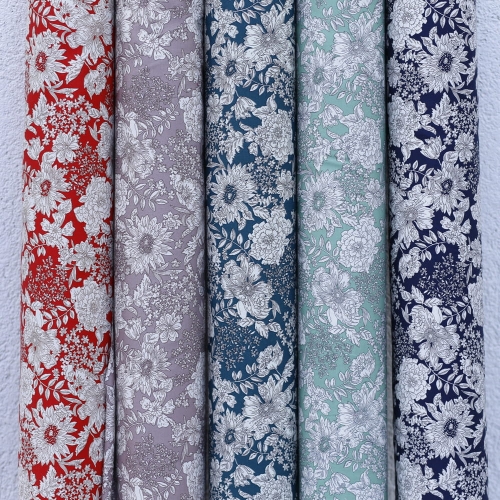 Kolekcja tkanin Bawełnianych Premium Kathe: brudny róż, granatowa, czerwona, miętowa, głęboki turkus