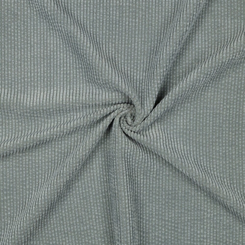 Materiał sztruks bubble w kolorze szałwiowym, z widocznymi bąbelkami na prążkach