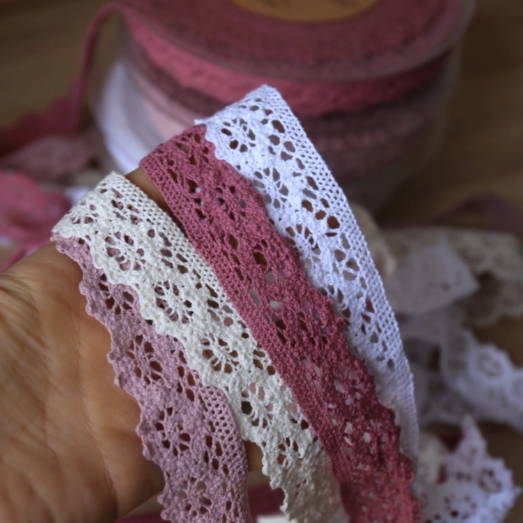 Taśma Koronka Bawełniana 30 Mm - Pudrowy Róż