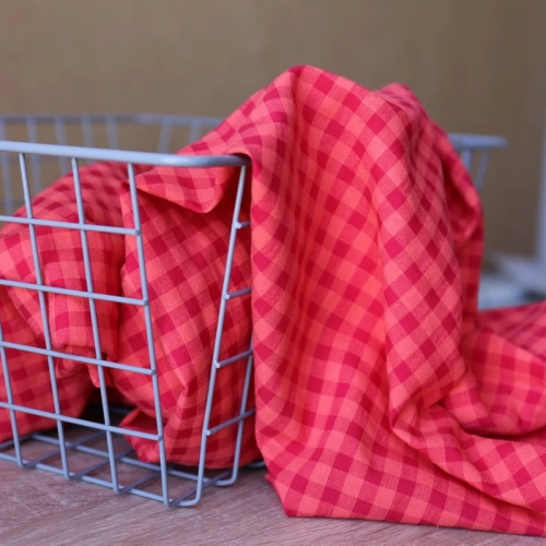 Tkanina Kreszowana Kratka Vichy Sweet Chili