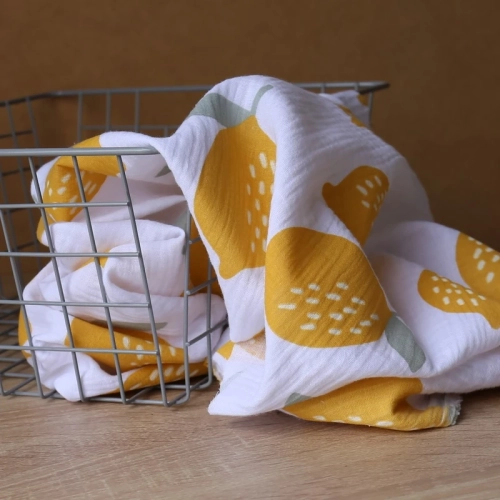 Muślin Drukowany Wielkie Cytryny - Śmietanka