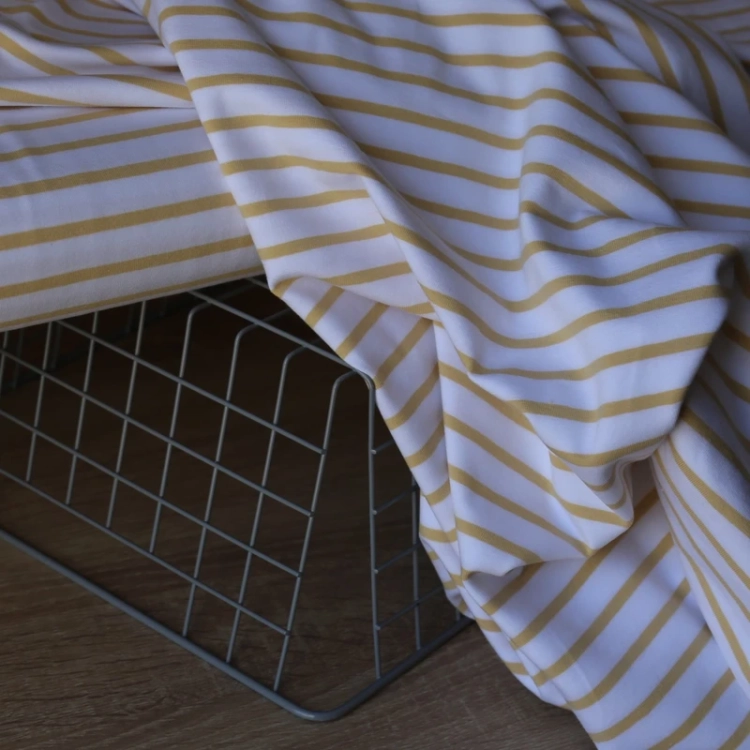 Jersey Bawełniany W Paski Ecru Wanilia