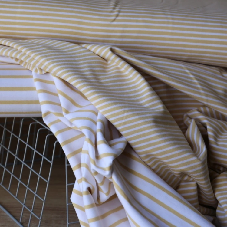 Jersey Bawełniany W Paski Ecru Wanilia