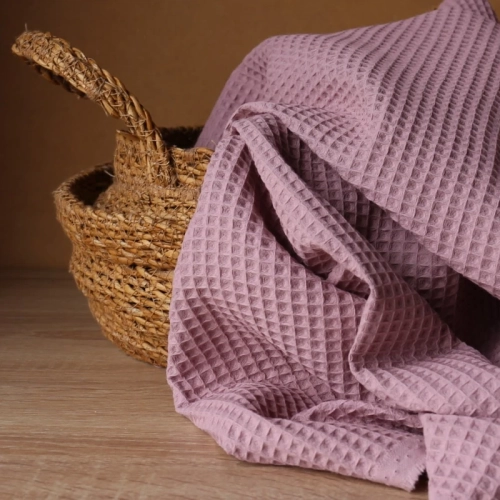 Tkanina Wafel - Antyczny Róż