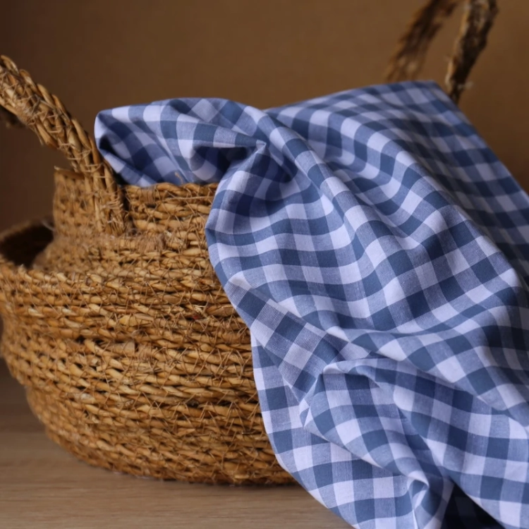 Tkanina w Kratę Vichy 10 mm Niebieska