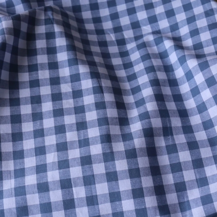 Tkanina w Kratę Vichy 10 mm Niebieska
