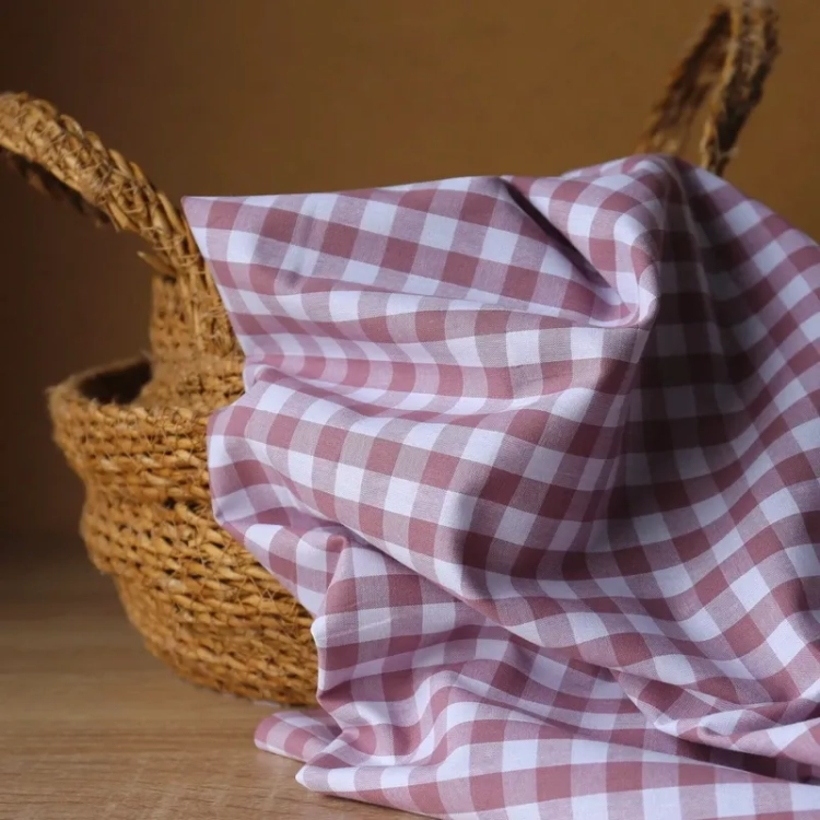 Tkanina w Kratę Vichy 10 mm Pudrowy Róż