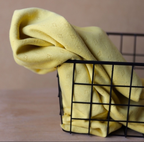 Dzianina Jersey Pointelle - Żółty