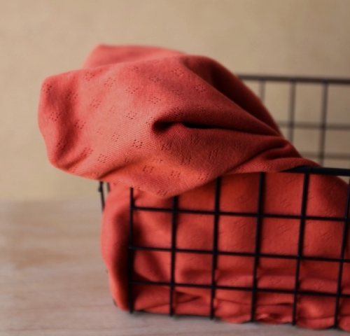 Dzianina Jersey Pointelle - Terakota