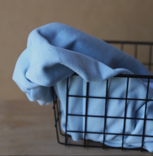 Dzianina Jersey Pointelle - Błękitny