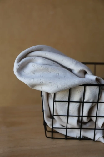 Dzianina Jersey Pointelle-Piaskowy