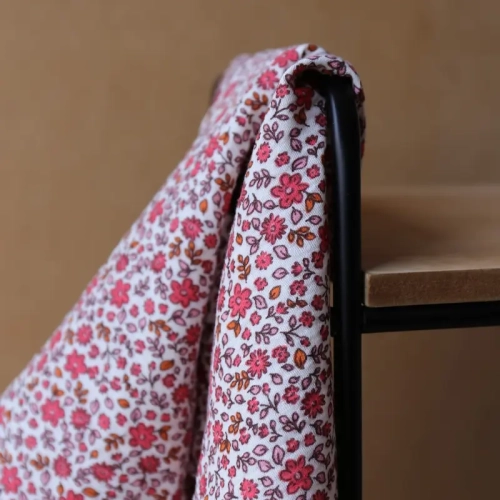 Muślin Drukowany w Kwiaty Red Passion