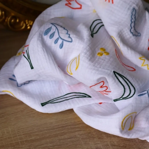 Muślin Haftowany Kolorowe Abstrakcje