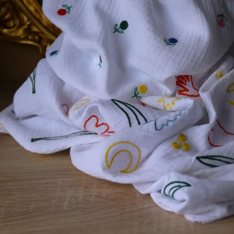 Muślin Haftowany Kolorowe Abstrakcje