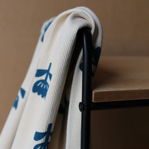 Jersey Prążkowany Tulipany - Turkus