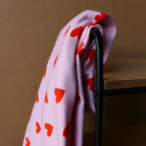 Flanela Drukowana W Serca - Różowa