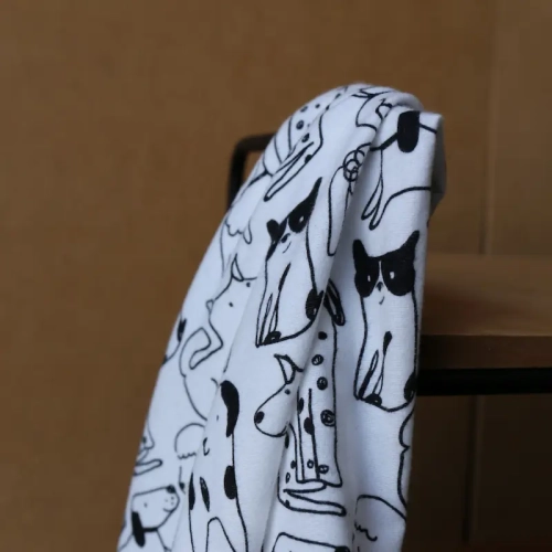 Flanela Drukowana W Psy - Biała