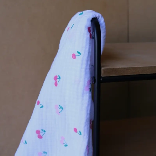 Muślin Drukowany Wiśnie - Biały