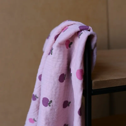 Muślin Drukowany Jabłka - Róż