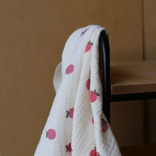 Muślin Drukowany Jabłka - Wanilia