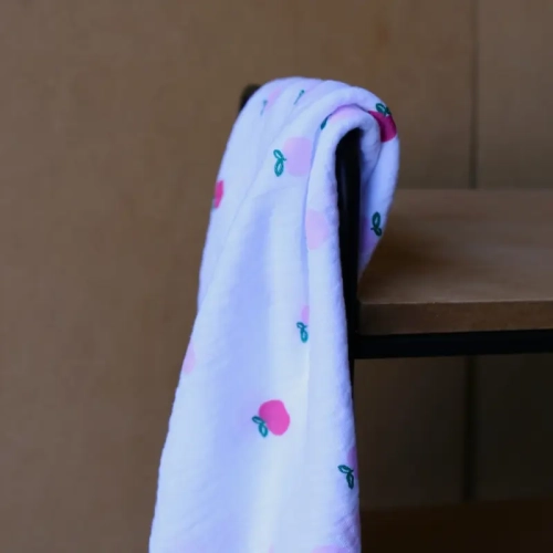 Muślin Drukowany Jabłka - Białe