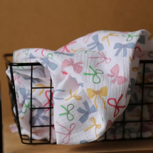 Muślin Drukowany Kokardki