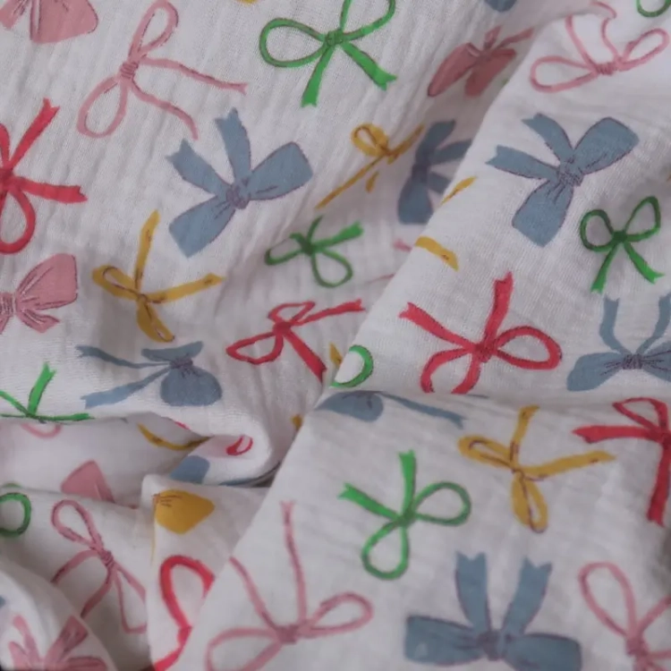 Muślin Drukowany Kokardki