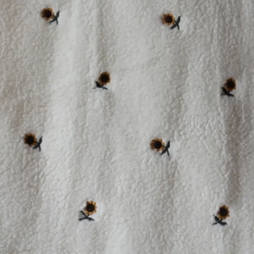 Sztuczne Futerko z Haftem - Słoneczniki