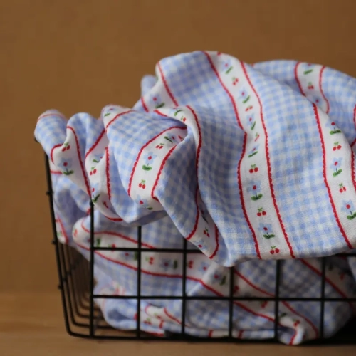 Muślin Drukowany Amelie - Niebieski