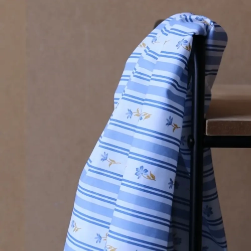 Popelina Bawełniana - Kwiatowe Paski - Niebieski