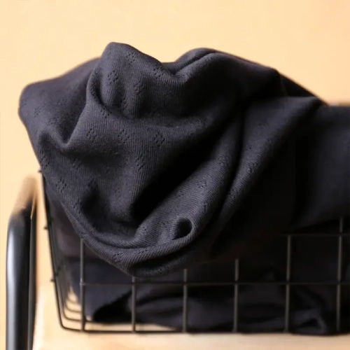 Dzianina Jersey Pointelle - Czarny