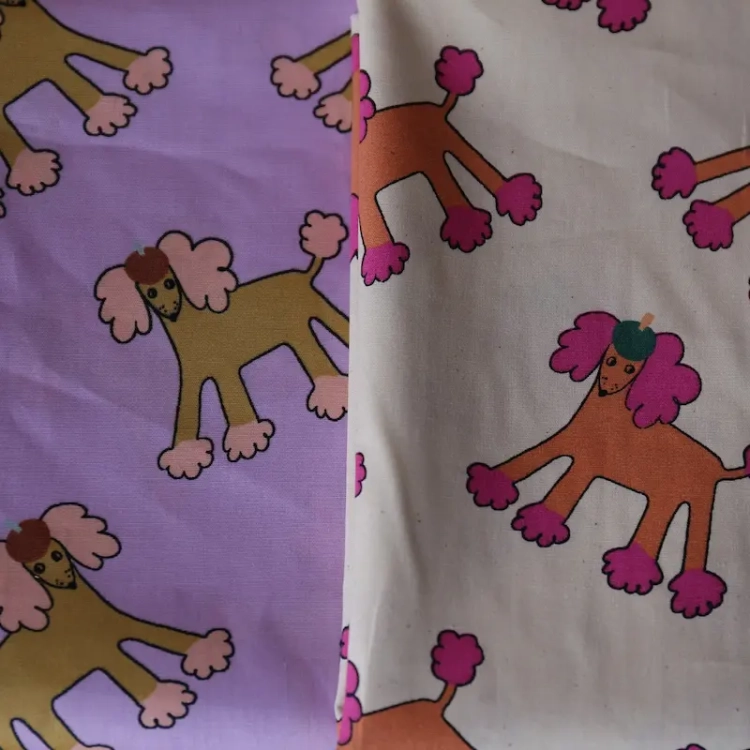 Popelina Paris Poodle porównanie Lawendowa vs. Ecru