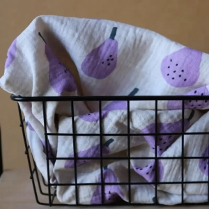 Muślin Drukowany Gruszki - Lawenda