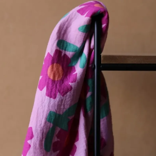 Muślin Drukowany Lia - Fuksja