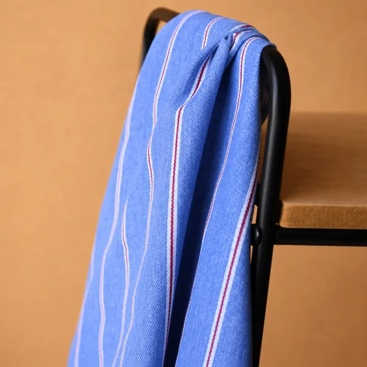 Jeans Capri w Paski - Jasny Niebieski