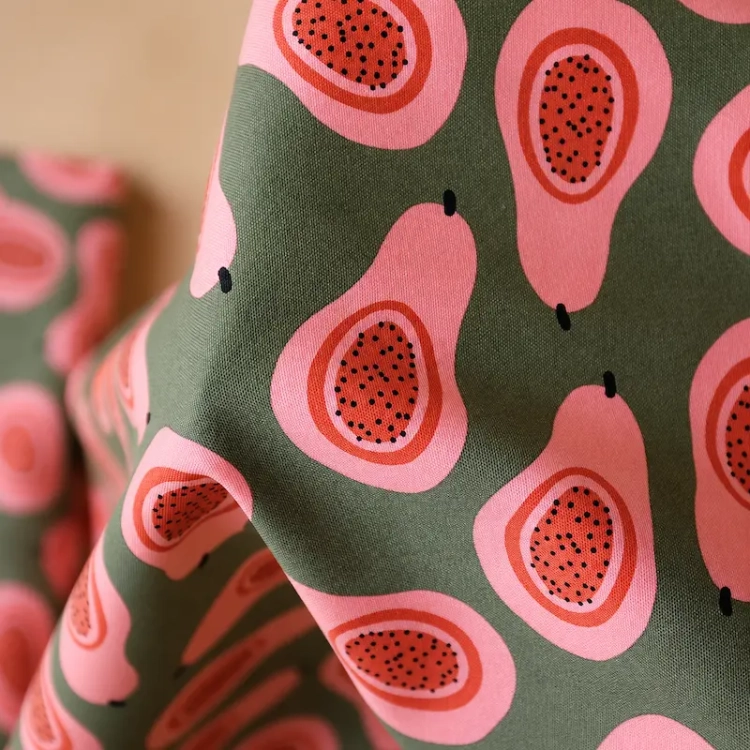 Bawełniany Canvas Frutta - Verde Papaya