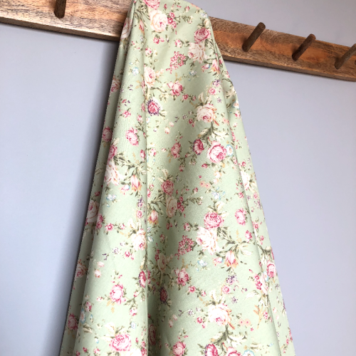 Retro Baby - Luksusowa Tkanina Bawełniana - Popelina - Subtelny Odcień Zielonego