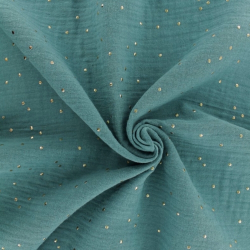Muślin Bawełniany Double Gauze Gold Kolor Zielony
