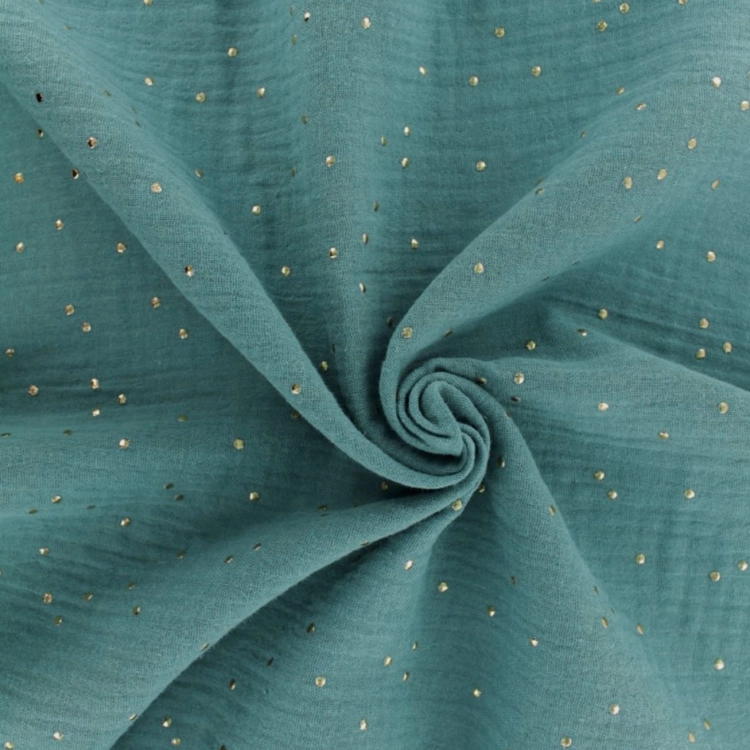 Muślin Bawełniany Double Gauze Gold Kolor Zielony