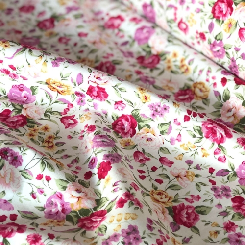 Popelina w kwiaty w stylu vintage