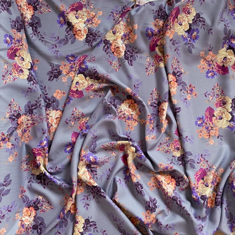 Tkanina wiskozowa Florista - Niebieski