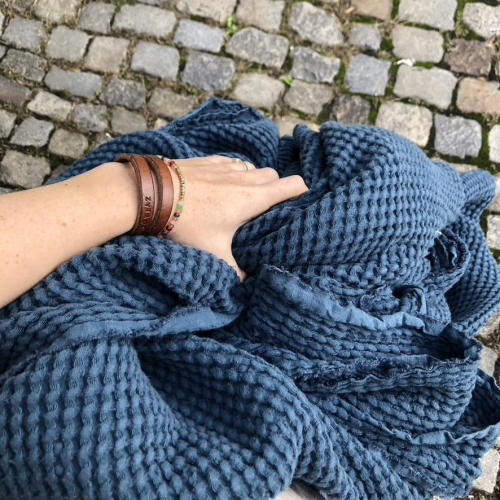 wafel lniany niebieski