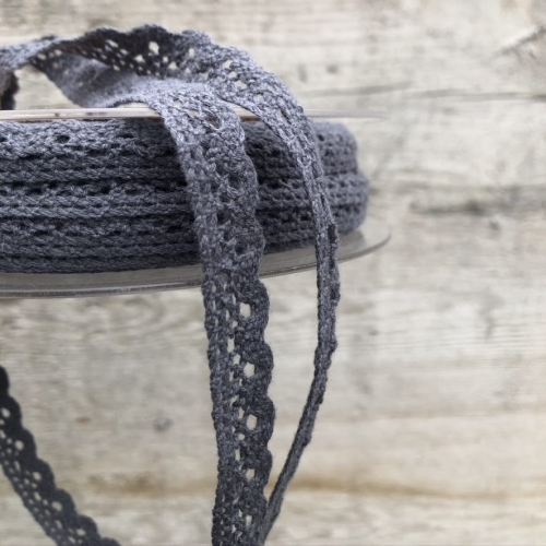 Grafitowa koronka bawełniana