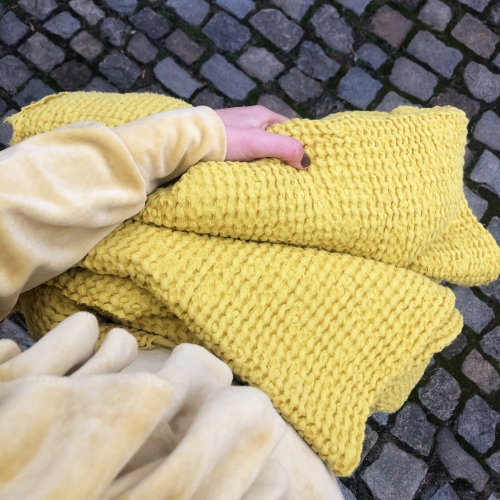 wafel lniany żółty