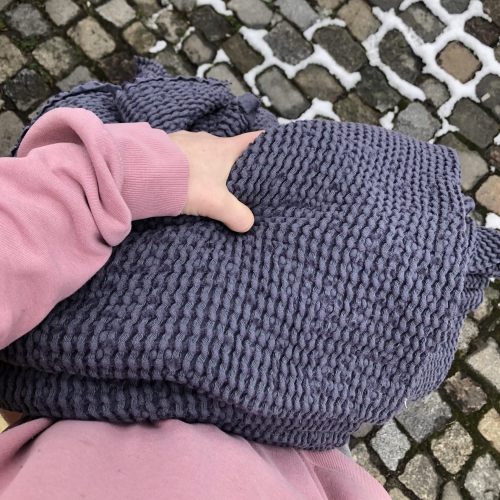 wafel lniany niebieski denim