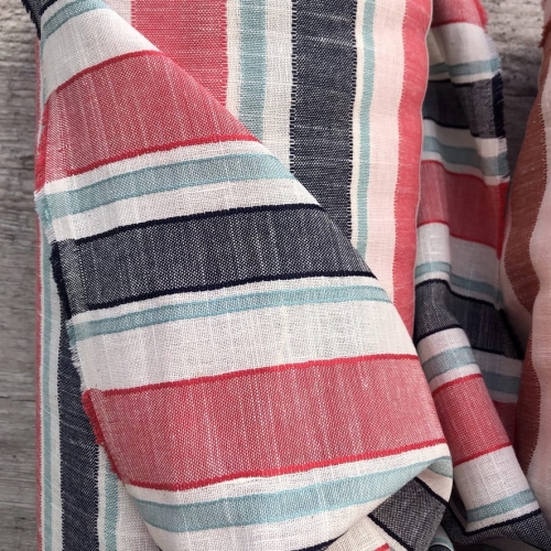 Len z wiskozą i bawełną w pasy