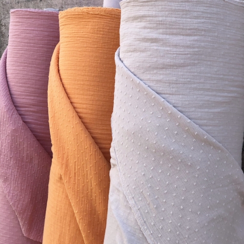 Muslin Plumeti Papaja - Muslin z Supełkami