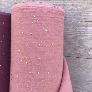 Muślin Bawełniany Double Gauze Gold - Ciepły Róż