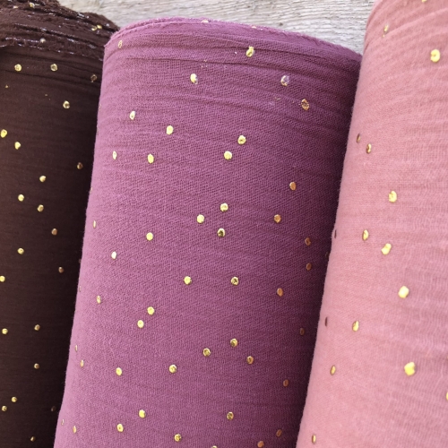 Muślin Bawełniany Double Gauze Gold - Purpurowy Róż