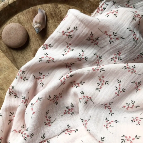 Muślin Bawełniany Double Gauze Rani w Kolorze Różowym
